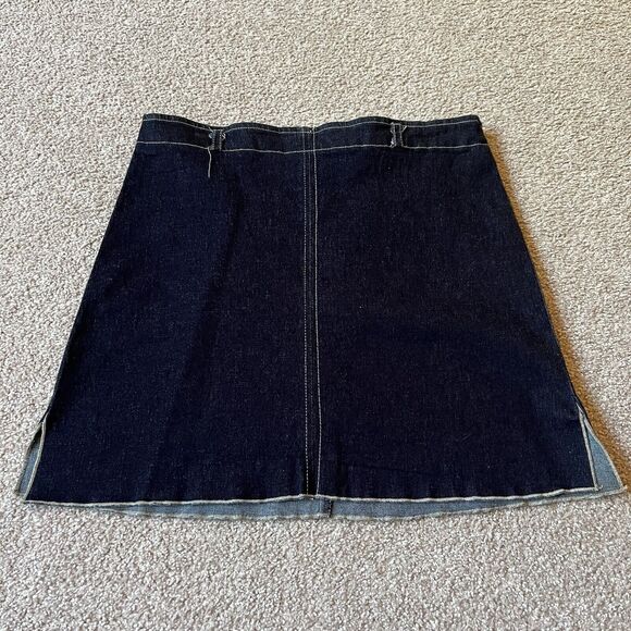 Vintage Y2K Joinus Blue Denim Jean Side Slits Dark Wash Mini Skirt Grunge M - Picture 1 of 8